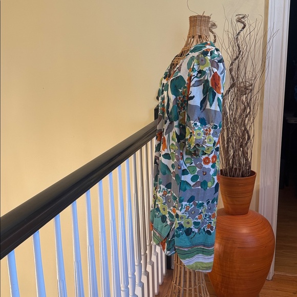 Cynthia Rowley botanical linen dress with puff sleeves - Picture 4 of 9